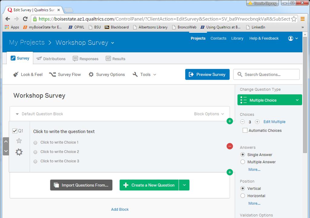 Then, under the New Survey tab, add a survey name (e.g.