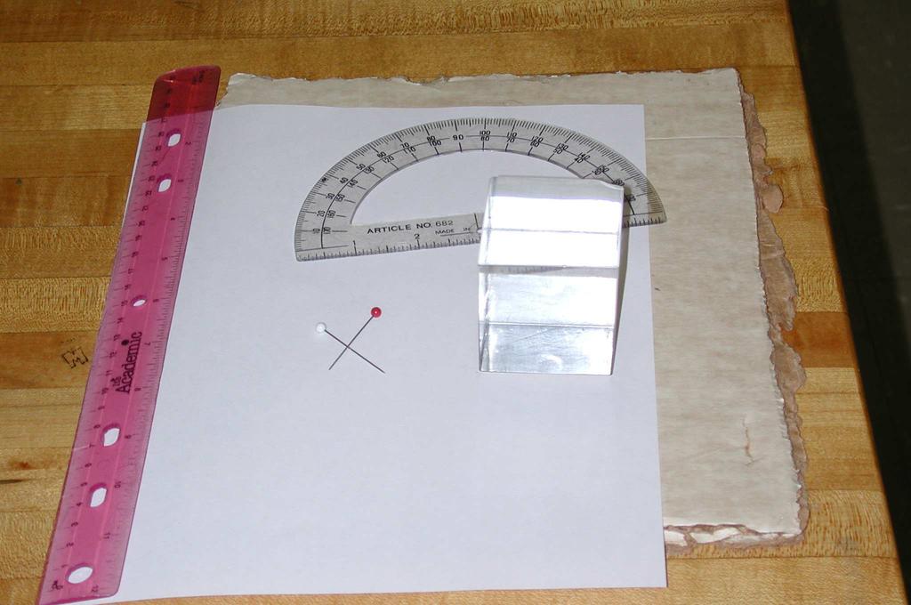 Figure 2: Experimental arrangement. Procedure Place the worksheet (Figure 4) on the piece of cardboard. Insert five common pins into the circles denoted 0 through 4 on the worksheet.