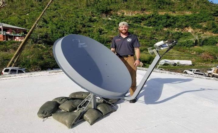15 Satellite Technology in Action U.S. Virgin Islands A satellite terminal deployed on the roof of a fire station in the