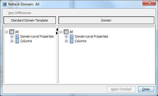 Comparing the Metadata of a Standard Domain to Its Template 97 Refresh the Metadata of a Standard Domain To refresh the metadata of a selected standard domain, perform the following steps: 1 In the