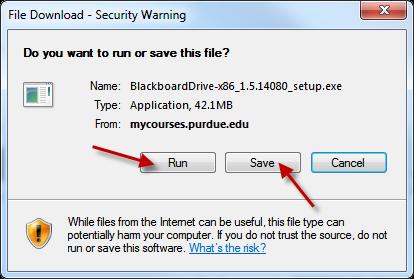 A Save dialog box will appear. Click Save to save the installation file to your computer or click Run to simply start the installation process.