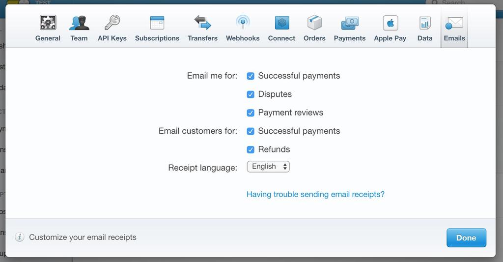 emails your clients will receive when they make a payment.