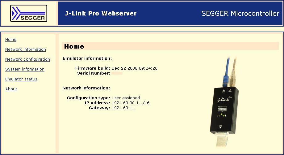 65 3.4.2.2 Configuring J-Link via web interface J-Link comes with a web server, which provides a web interface for configuration.