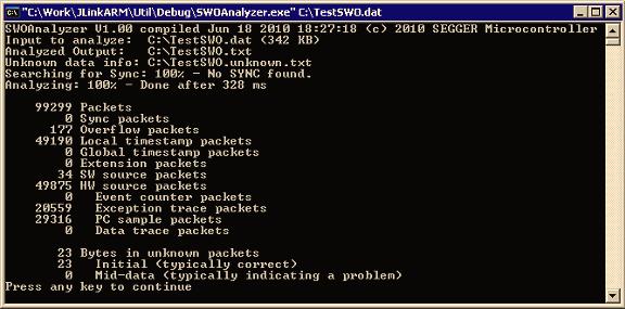 73 4.2.2 SWO Analyzer SWO Analyzer (SWOAnalyzer.exe) is a tool that analyzes SWO output.