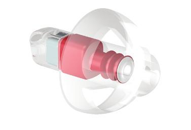 Specially designed angled tube for easier placement in the ear canal 3.
