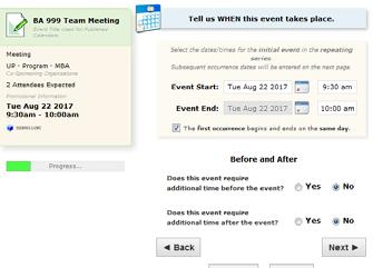 If your event happens on multiple dates, but will be scheduled at different times on each date, you will need to enter a separate request for each.