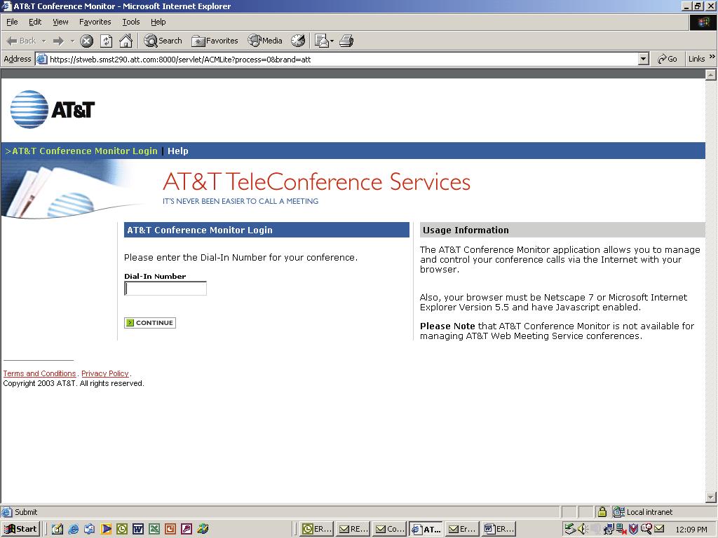 5 CHAPTER FIVE 5.1 Using the AT&T Conference Monitor - Web Interface This chapter describes how to use the AT&T Conference Monitor.