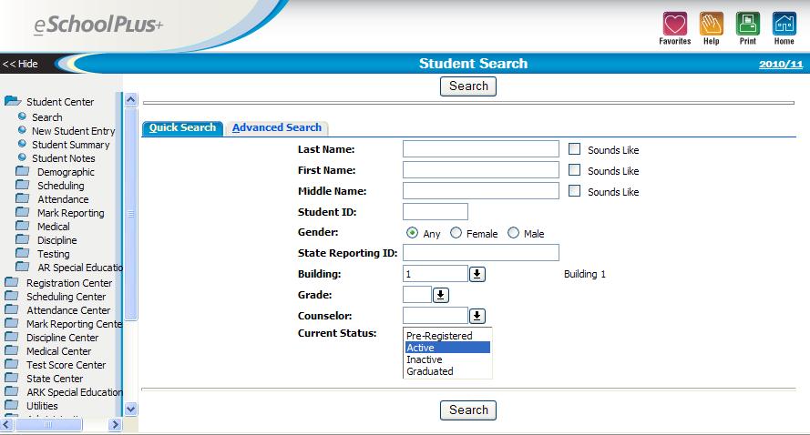 Student Center Searches Quick Search Menu Access: Student Center > Search > Quick Search Use this page to search for students quickly, using common search criteria.