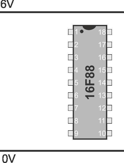 2. The PIC 16F88 microcontroller in the diagram is configured so that the RB0/INT pin is active low.