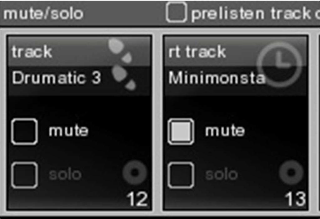 MIDI tracks options In display 2, you have two options you can activate/deactivate: select and prelisten Select when activated, the track is also selected when you press button in mute/solo mode.