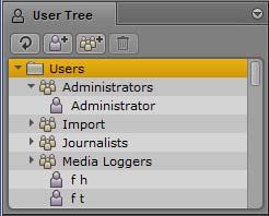 The Users Layout User Tree Pane The User Tree pane displays the contents of the user database in a hierarchical arrangement of groups and users.
