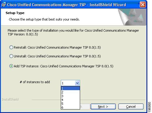Upgrading CiscoTSP Figure 6: Setup Type Screen Upgrading CiscoTSP If a previous version of the Cisco TSP client is detected and the version of the installer is newer than the one already installed,