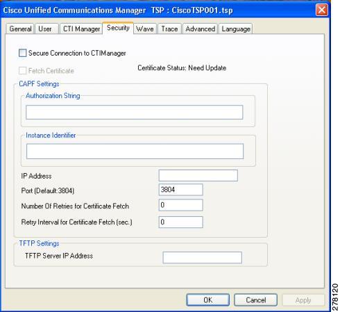 Security Field IP Addressing Preference Description Preferred addressing mode with which the application tries to connect with the CTIManager when IPv4 or IPv6 address is available.