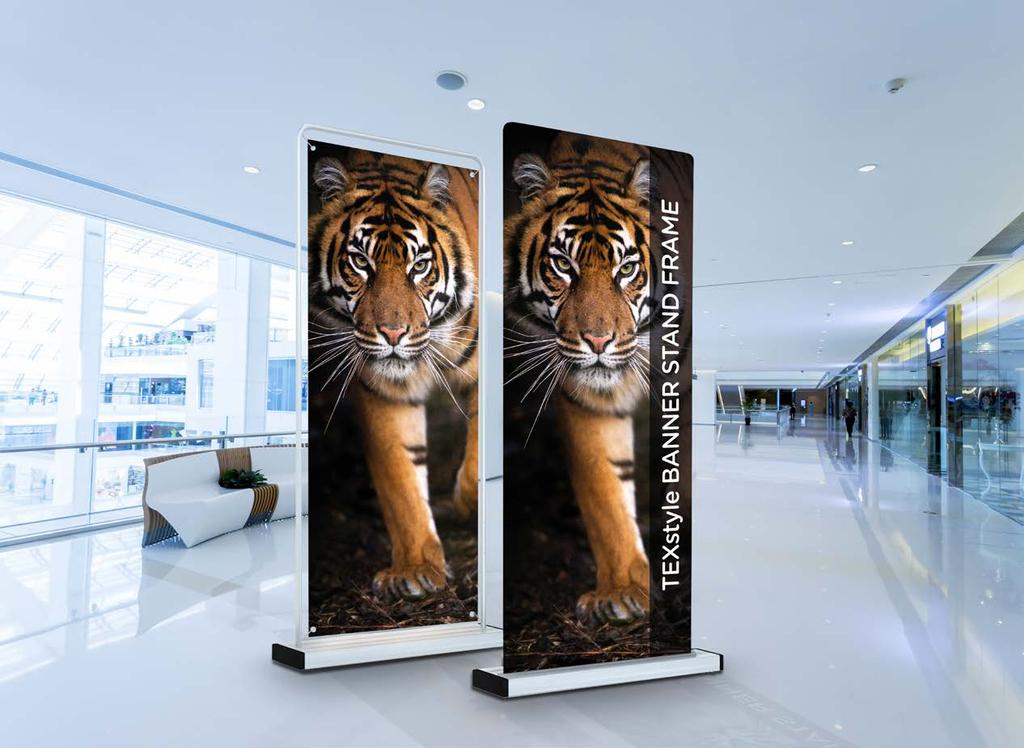 O TEXstyle BANNER STAND FRAME TEXstyle DISPLAYS Uniquely shaped fabric displays are excellent for retail environments, where
