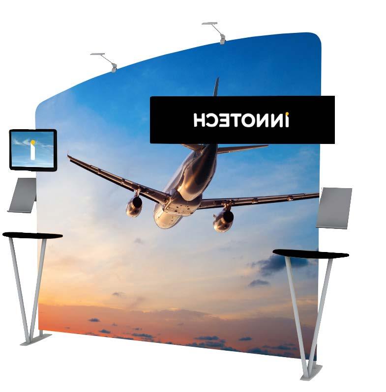 header frame Optional: LED Lights TEXstyle EXPO Q400 Freestanding fabric tension display system, ideal for modern exhibiting, shows or meeting backdrops Lightweight aluminium