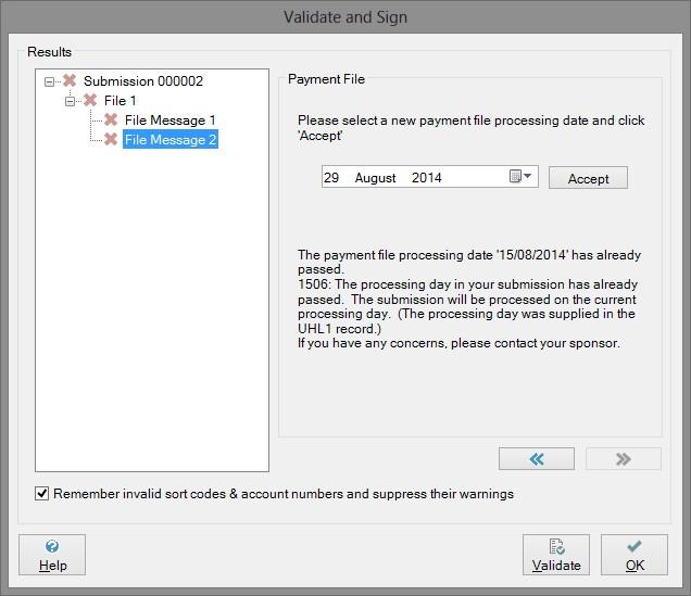 It will be shown on the right-hand side of the Validate Submission dialog, as shown in the example below.