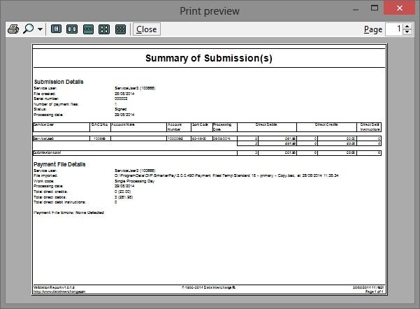 Select one or more submissions in the data area, then select this option in order to view a summary report containing the details of the selected submissions.