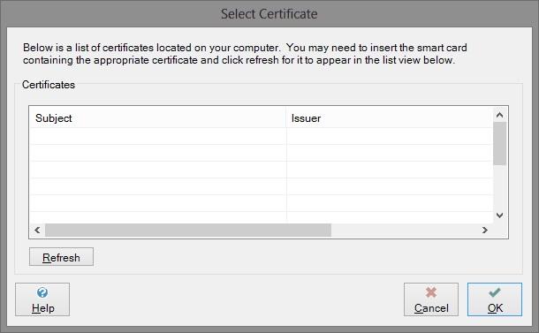 This dialog displays a list of all certificates located on your computer.