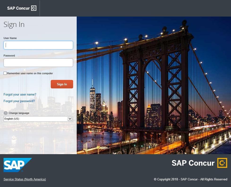 Signing In to SAP Concur To sign in to SAP Concur 1. In the User Name field, enter your user name. 2. In the Password field, enter your password. 3. Click Sign In.