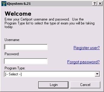 Registering and Logging In 1. Double-click the desktop icon labeled Certiprep. 2. The application will initiate and ask the Test Candidate for a username and password.