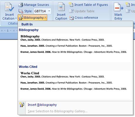 Figure 22: Bibliography options To change the style of referencing and Bibliography click on the down arrow next to the Style command.