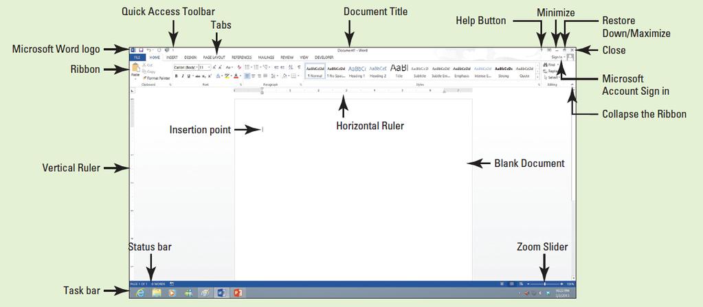 Software Orientation Before you begin working in Microsoft Word 2013, you need to acquaint yourself with the primary user interface (UI).