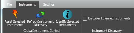 the top of the KickStart interface contains the File, Instruments, and Settings tabs. File tab.