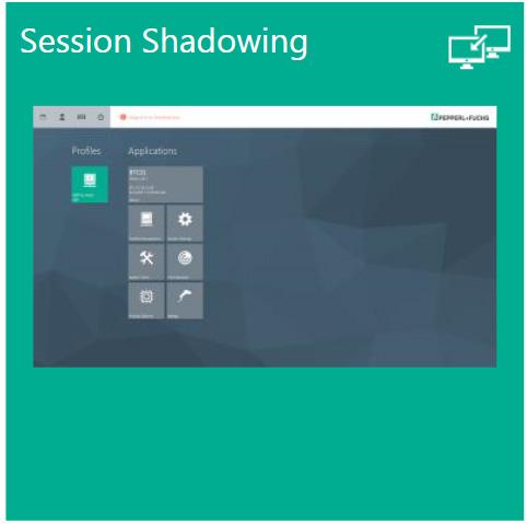 The RM screen is displayed in the session shadowing window. The screen of the RM is scaled to the current size of the session shadowing window.