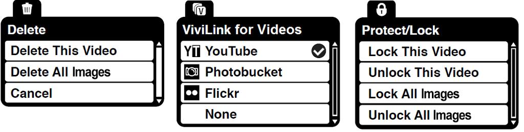 Video Playback Mode Quick Function Buttons Your digital video recorder has a four-directional pad that functions as Quick Function buttons. Button Left Up Right Function 1.