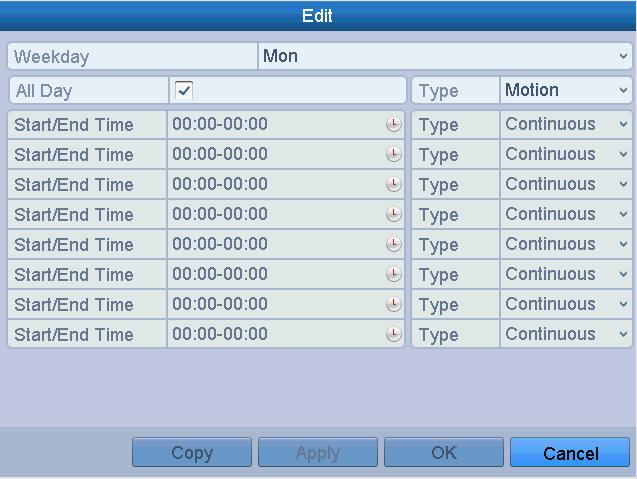 Figure 5. 7 Edit Schedule- All Day 4) To arrange other schedule, leave the All Day checkbox blank and set the Start/End time. Figure 5.
