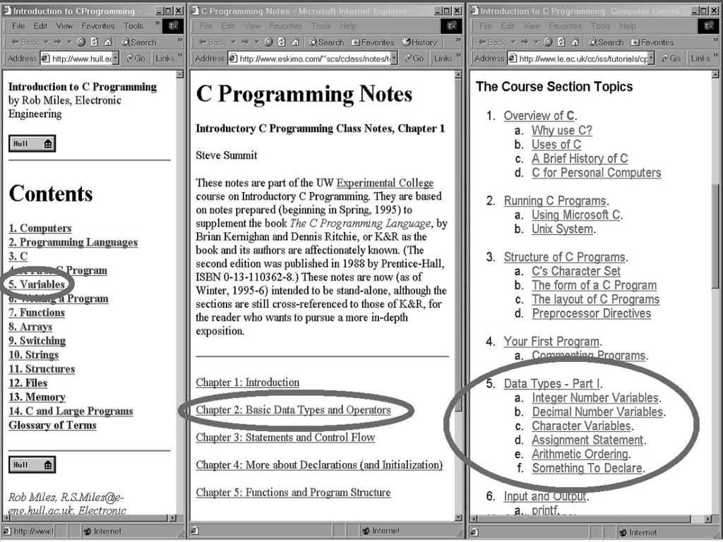 Fig. 1. Selecting relevant reading sections in multiple educational resources is a challenging task that demands good interface skills, large screen and fast Internet connection. 2.