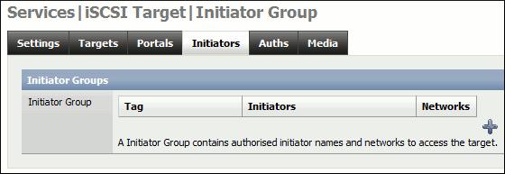 Adding an Initiator Initiators are systems that can access an iscsi target (in this case the ZFS storage we