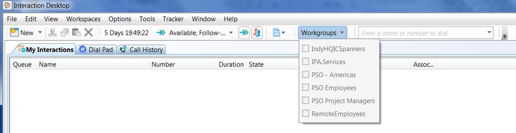 Workgroup Self Activation New Location You can change your Workgroup activation status from the Workgroup drop down on the quick access bar.