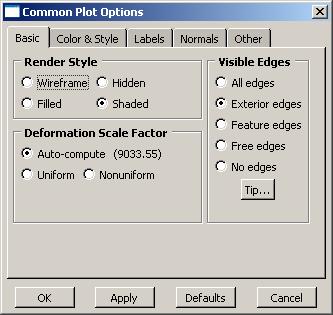 24. In the toolbox area click on the Common Plot Options icon a. Note that the Deformation Scale Factor can be set on the Basic tab b.