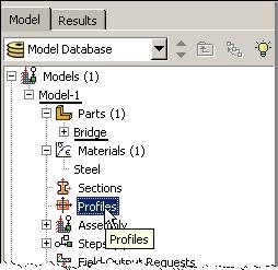 6. Double click on the Profiles node in the model tree a.