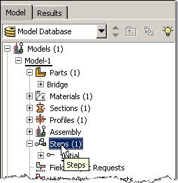 10. Double click on the Steps node in the model tree a.