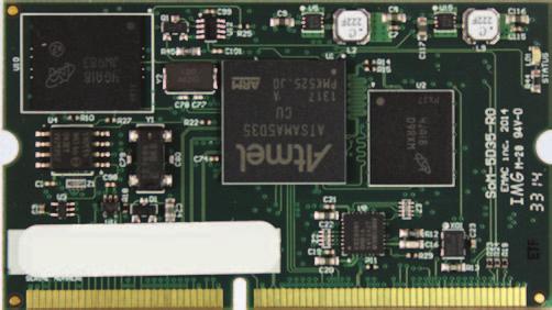 SoM-A5D35 Embedded System on Module (SoM) Features Atmel ARM Cortex A5 ATSAMA5D35 536 MHz 512MB of LP DDR2 RAM 4 GB emmc Flash, 16MB Serial Data Flash Ethernet, A/D, SPI, I2C, I2S, PWM,, CAN 5x
