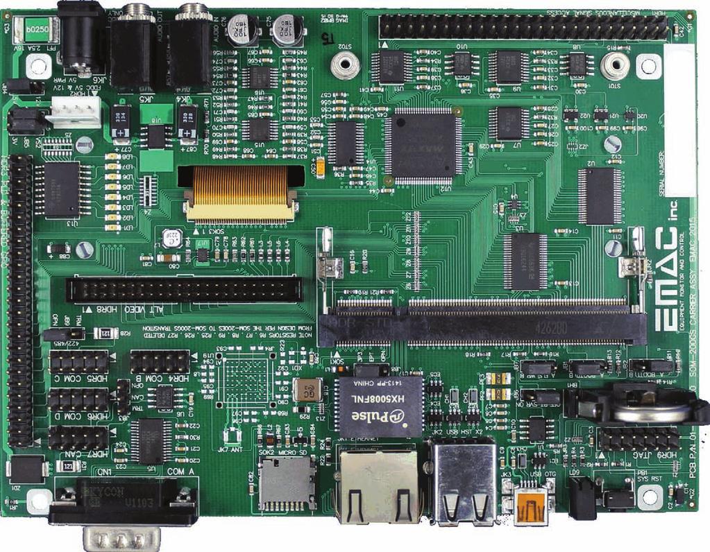 Carrier Board SoM-200GS DC Power Audio Out Audio In, A/D, SPI, I2C Alt DC Power LCD & Touch PLD COM-B COM-C COM-D 200-pin SoM (Module not included) 3V Battery CAN Alt Video with Touch [Optional] WiFi