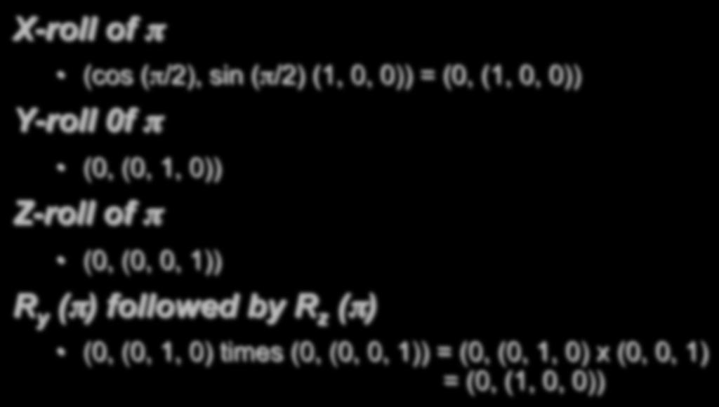 Quaternion Example X-roll of π