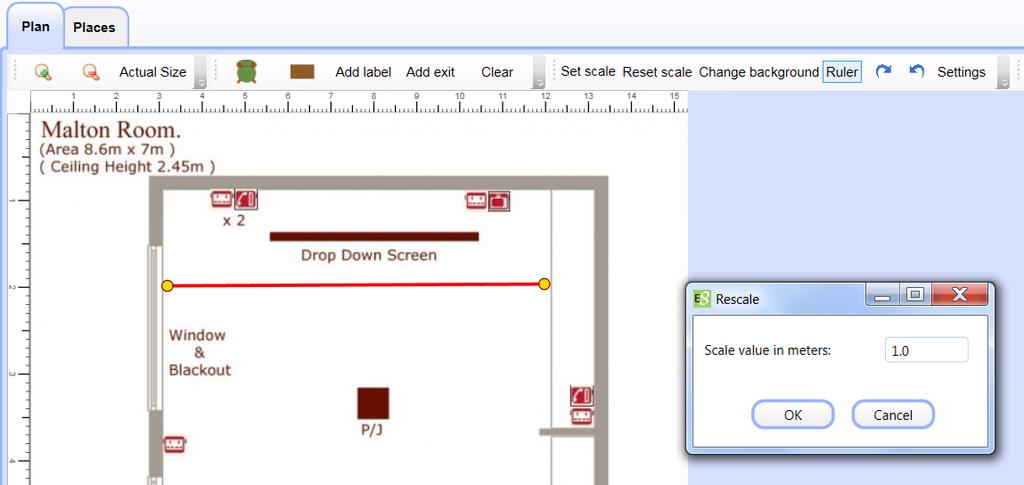 Once the floor plan has been uploaded, the User should then set the scale The User must click on Set Scale and a red line will appear on the Floor Plan.
