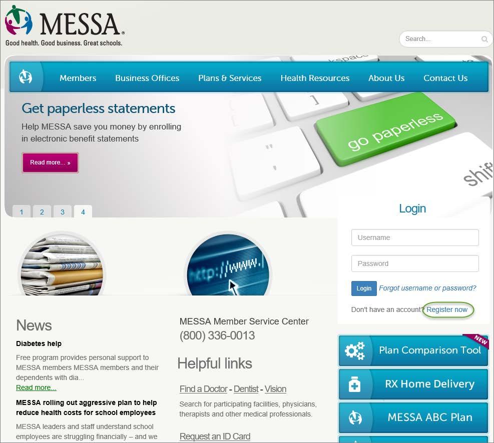 ACCESSING MESSA S ONLINE BENEFITS WEBSITE The online benefits website is available 24 hours a day, seven days a week for you to enter and review your contact information, benefit
