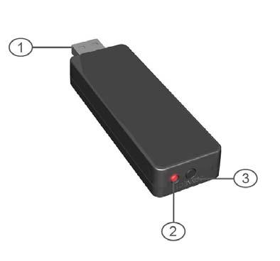 USB TRANSMITTER 1. USB connector 2. Indicator of transmitter 3.