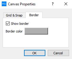 From the window shown on Picture 35 you can set the canvases to have borders and colour of that border.