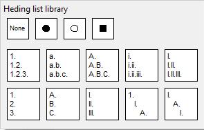 Picture 40: Bullet list library Picture 41: Multilevel list library If you want to create multilevel list, select content from which we will create a list, press arrow to open the drop down menu,