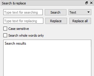 3.4.1 Search & replace We can use the Find icon to open the menu from which we can search for text in the document or replace some part of it.