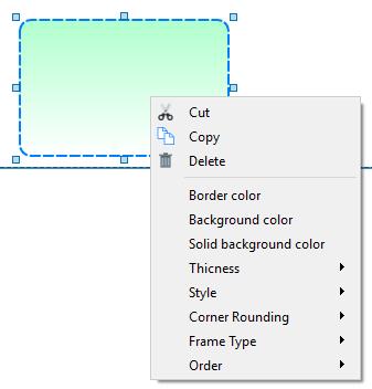 3.5.3 Frame To insert a frame object press the Frame icon and click on the canvas on the position where you want to place it. A frame can be placed only in the canvas object of the document.