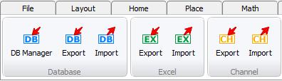 3.8 Data tab Picture 141: Data tab From this tab you can connect your document with SQLite database or excel document to import and export your data, so they can be saved in other extensions.