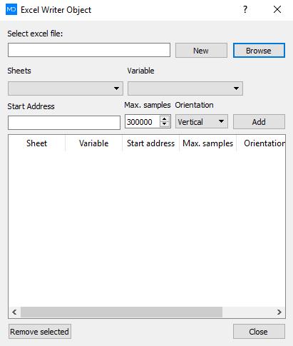 window shown on Picture 145. Press New and select a folder where you want to create a new excel file or press Browse to select existing excel document in which you want to export data.