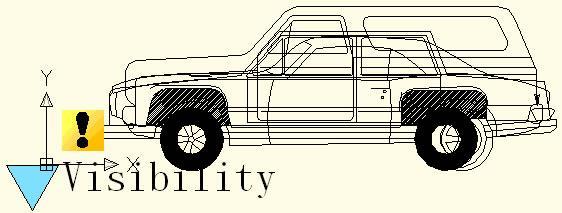 Click the Invisibility button in the Visibility tool panel, select truck and car drawings, then make