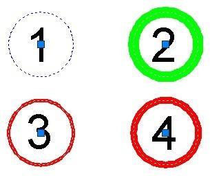 The last one use layer1, color: ByLayer, line weight: ByLayer. Create 4 blocks from each of the circle.